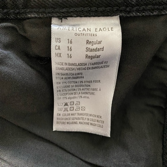American Eagle Super High Rise Baggy Wide Leg Jeans Black Cargo Size 16 - Picture 8 of 11